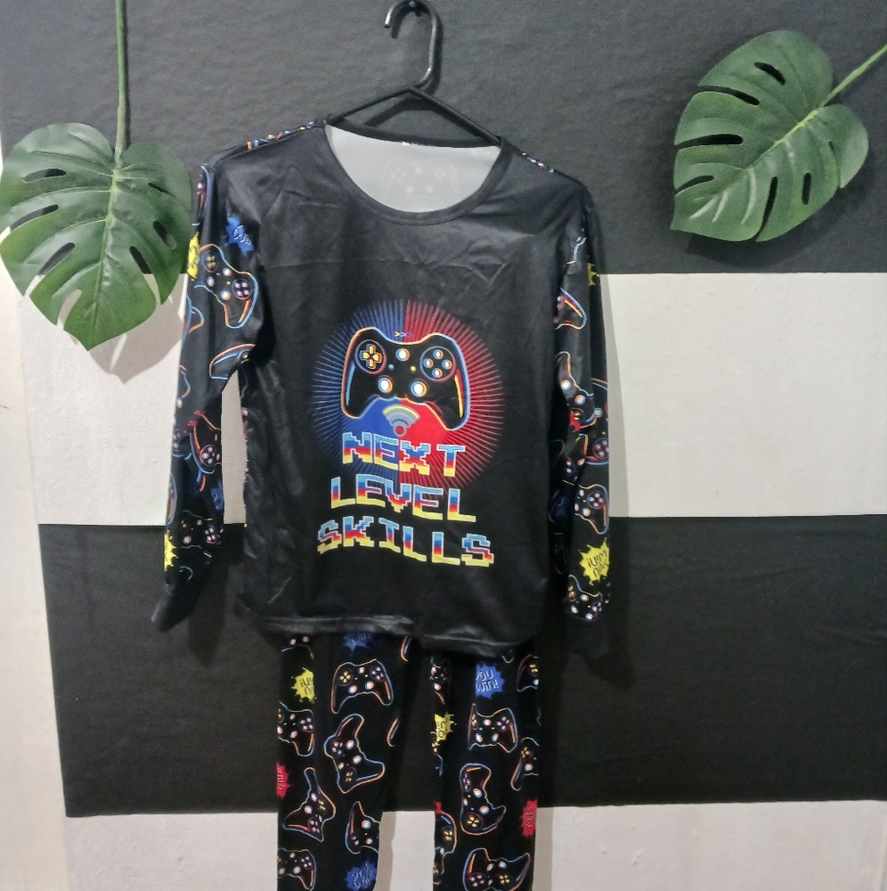 Boy Gamer Level Black Colorful pajama set - Picture 2 of 15